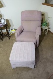 Upholstered Chair and Footstool