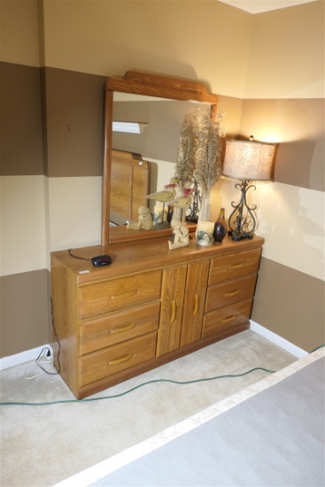 Vintage Oak Dresser with Mirror