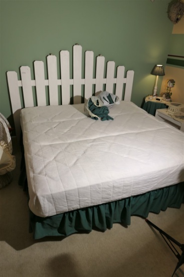 King Sized Bed Headboard, mattress, box spring