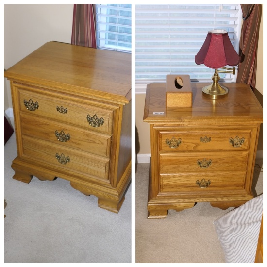 Pair of Cayton furniture oak nightstands