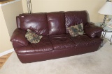 Faux Maroon Leather Couch - Nice