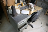 Metal desk and contents