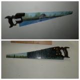 2 Painted antique saws