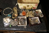 Box of Old Costume Jewelry Including Gold