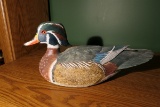 Carved wood and painted duck decoy by Emeric Zuccaro