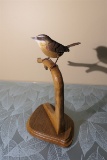 Carved wood and painted bird by Emeric Zuccaro