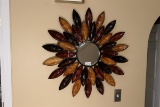 Metal starburst sun metal wall mirror