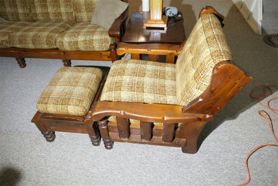 Vintage Chunky Furniture Chair and Footstool