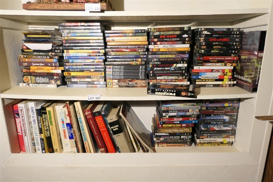 Large lot of movie DVDs, Books