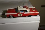 Vintage Battery Operated Metal Fire Chief Toy Car