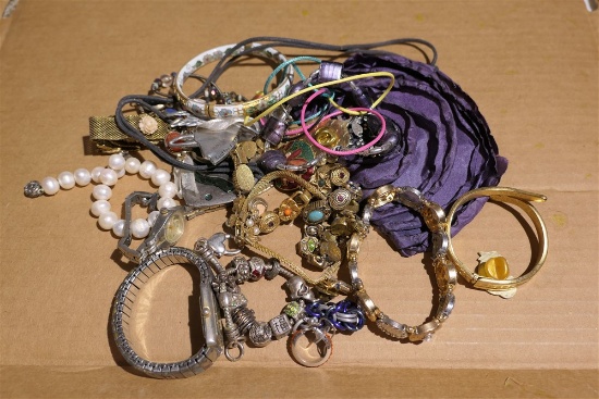 Group Lot Misc. Costume Jewelry, watches