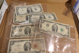 Group Lot of Old US Paper Bills $2 and $1