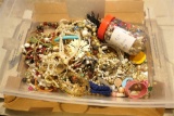 Tub lot of assorted costume jewelry, beads etc
