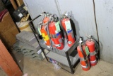 Metal sorters, industrial cart, fire extinguishers lot