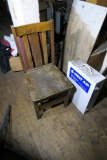 Old chair and metal first aid kit box