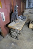 Antique industrial machine on table w/Butcher block top