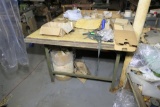 Industrial table metal base wooden top
