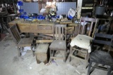 Chairs, stool, workbench lot