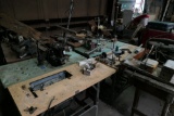 4 Industrial Sewing Machines, 6 tables, one other machine