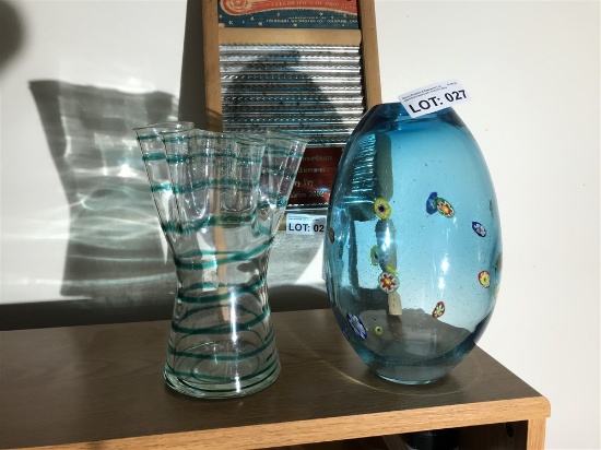 2 Italian Murano Glass Hand Made Vases