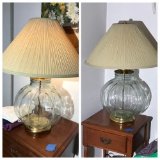 Pair of vintage lamps with glass bases