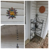 Group of outdoor items, decor, rack etc