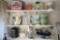 Contents of shelves lot including Sunbeam mixer