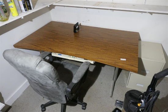 Table, chair and small file cabinet