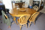 Vintage Oak Table with Six Chairs