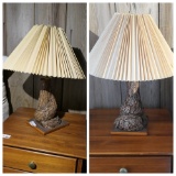 Pair of pine branch style bedside lamps
