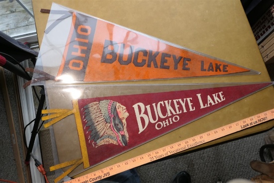 2 Antique Buckeye Lake Ohio Pennants