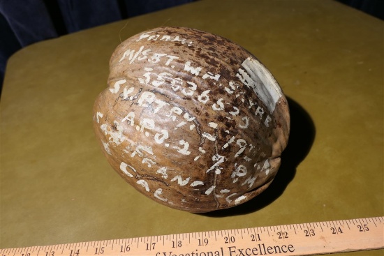 WWII Coconut sent by William "Bud" Sayre to Father Fred in Hebron.
