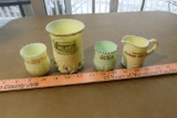 4 Antique Buckeye Lake toothpick holders EAPG Green Milk Glass