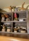 Wooden Shelf and folk art contents