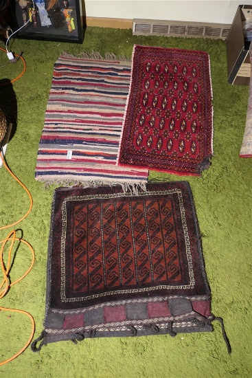 Group lot of 3 Persian or Middle Eastern rug or carpets