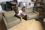 2 Upholstered Chairs + Vintage MCM Lane Table