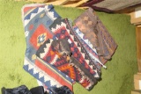 Group lot of flat woven middle eastern rugs or carpets
