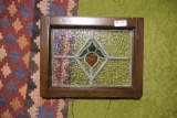 Small vintage hanging stained glass window