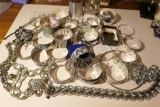 Large silver tone costume jewelry lot