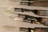 Group lot early pearl handled flatware