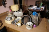 Primitive carrier, baskets, ceramics lot