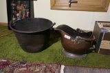 Two large copper vessels including kettle