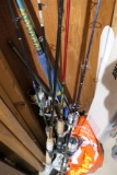 Group lot of fishing rods and reels