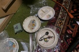 Group lot antique children's plates + bank