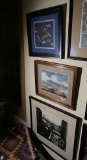 Group of three framed pieces of art
