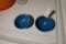 Pair of unusual blue plastic or enamelled bowls