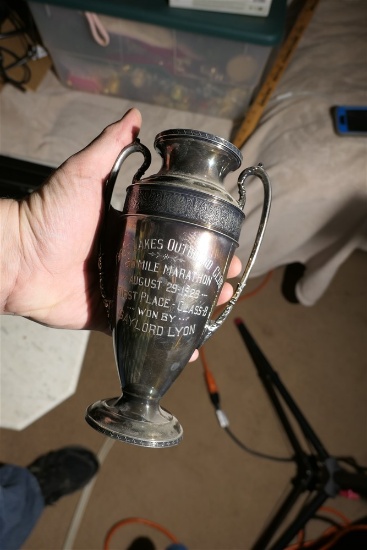 ANtique 1928 Silver plate Boat Racing Trophy