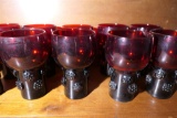 Group lot of 10 Mid Century Modern Ruby Goblets or Glasses