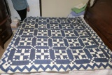 Fine very early blue and white quilt