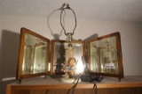 Folding c. 1910 Vanity MIrror + Hummel Lamp